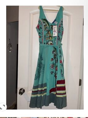 Rene derhy NWT Dress Boho Floral Wrap Midi Dress - Aqua